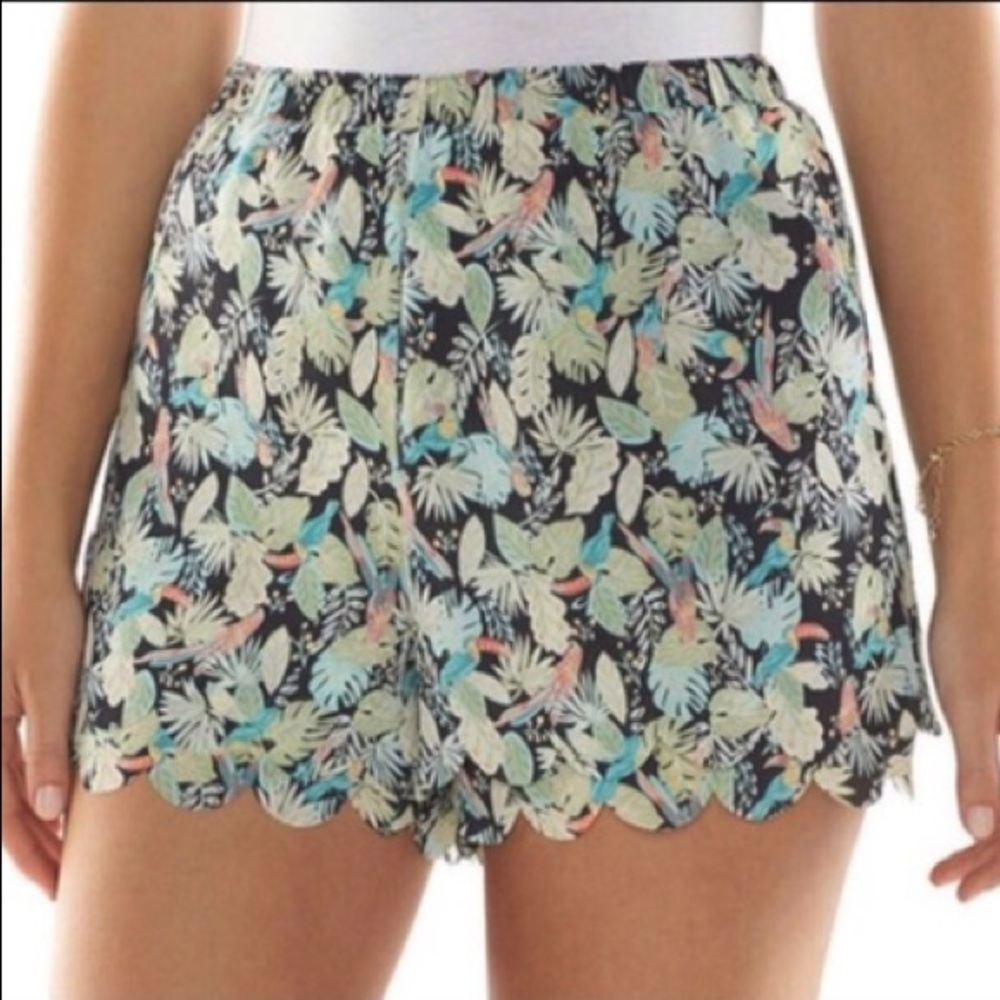 LC Lauren Conrad Tropical Scalloped Shorts